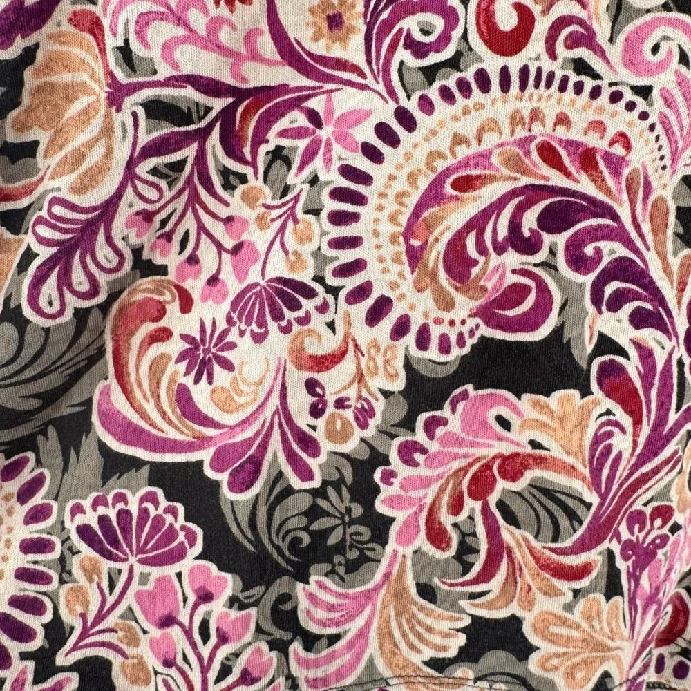 Croft & Barrow Autumn Toned Floral Paisley V-Neck Long Sleeve Shirt Women's PXl - Picture 8 of 11